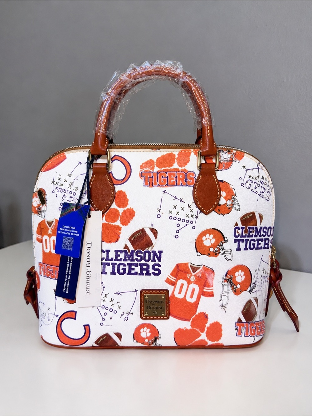 Dooney & Bourke Clemson Tigers Orange and Purple Dome Satchel
